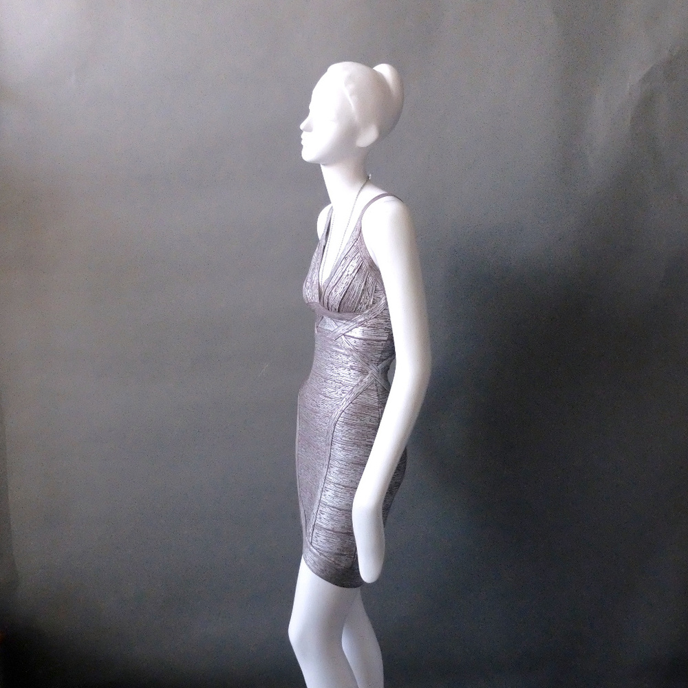 Silver Sexy Bodycon Bandage Dress Leger Babe XS P